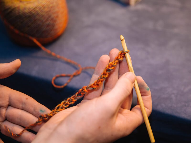 close up of crochet